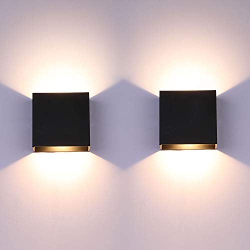 Indoor LED Wall Sconce Light Set of 2 Black Metal 10W Warm White (2 Count)