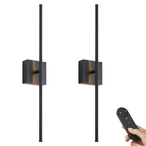 32.2 Inch Wall Sconces Battery Operated for Living Room Black (2 Count)