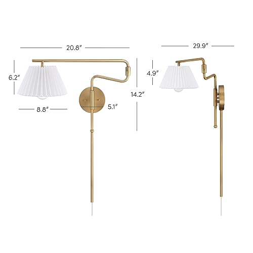Kai Modern Wall Mounted Plugin Bedside Reading Lamp with Pleated Shade