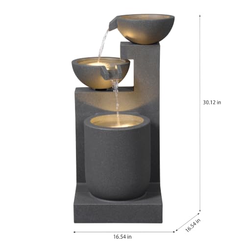 Gray Modern Tiered Bowl Fountain