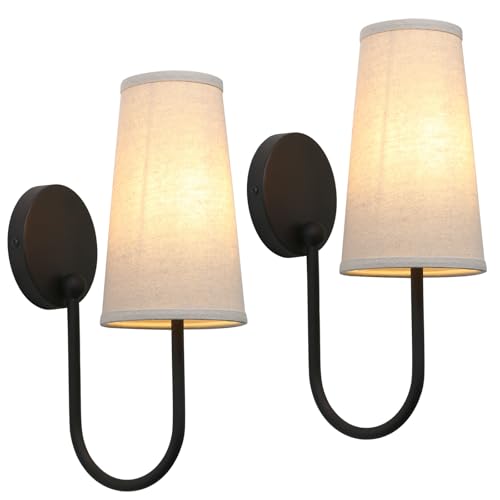 Set of 2 Linen Fabric Wall Sconces (2 Count)