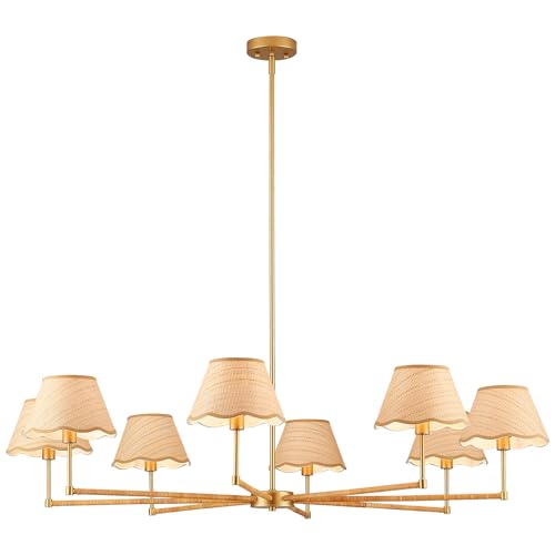 50” Large Boho Rattan Chandelier 8