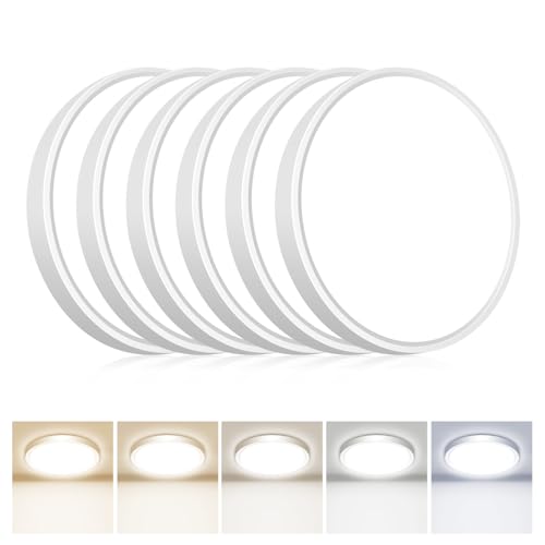6PACK 7 Inch White Flush Mount Ceiling Light (6 Count)