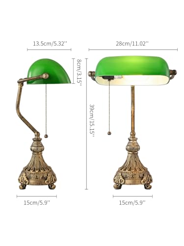 Vintage Green Glass Bankers Desk Lamp