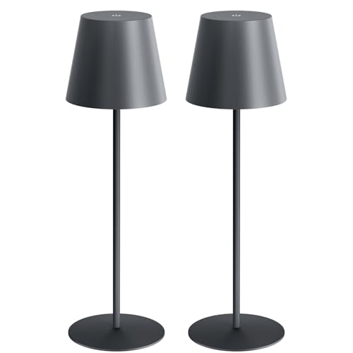 2 Pack Cordless Table Lamp Rechargeable 5000mAH Battery Operated Lights Touch Control LED Portable Desk Lamps 3 Color Dimming for Outdoor Coffee Bedroom Kitchen (2 Count)