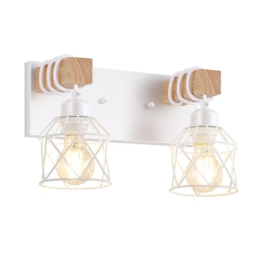 2 Light White Bathroom Light Fixtures