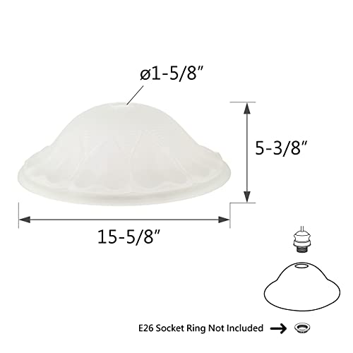 23116-01, Frosted Replacement Glass Shade for Medium Base Socket Torchiere Lamp, Swag Lamp and Pendant, 1-5/8" Fitter x 15-5/8" Diameter x 5-1/8" High., 15-5/8" x 5-3/8"