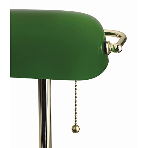 13.5'' Traditional Banker's Lamp Light Fixture with Green Glass Cylinder Shade for Office