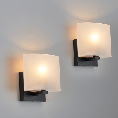 Small Flat Modern Acrylic Indoor Hardwired Black Wall Sconce Light Set of 2 (2 Count)