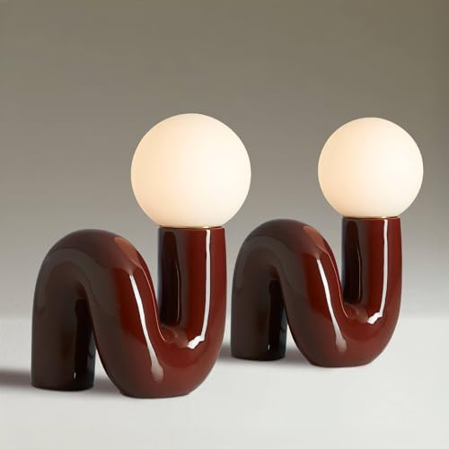Fondant 11 1 2" Small Accent Lamp Set of 2 Chocolate Brown Glass (2 Count)