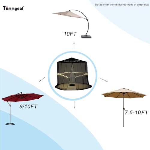 9 10FT Mosquito Net for Patio Umbrella Outdoors Screen Polyester Hanging Tent （Mosquito Net Only）