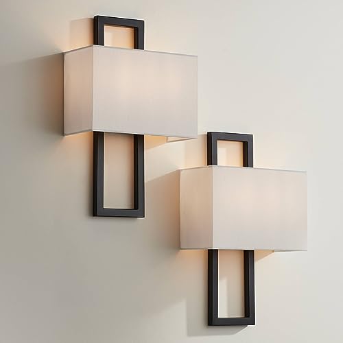 Modena 15 1 2" High Black Wall Sconce Set of 2 Modern Light Fixture (2 Count)