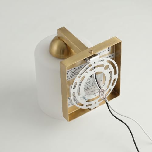 1 Light Brushed Gold Bathroom Vanity Light with White Glass Shade
