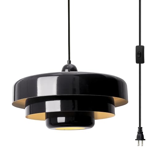 Black Pendant Light with Plug in Cord Modern Pendant Lighting 3