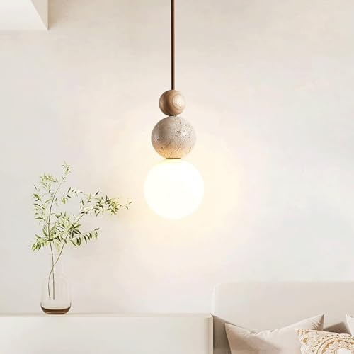 Modern Indoor Pendant Light Natural Stone Spherical Hanging Light Frosted White Glass Suspension Pendant Lamp for Bedside Restaurant Kitchen Island Aisle Bar Club Chandelier