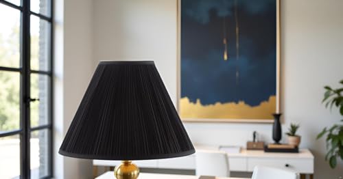 33192 Transitional Hardback Empire Shaped Mushroom Pleated Black Spider Shade