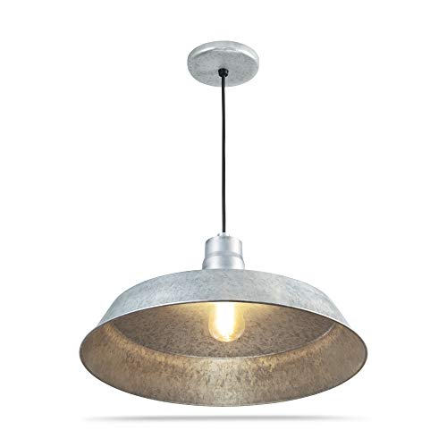 17 inch Industrial Galvanized Pendant Barn Light Fixture with 10ft Adjustable Cord