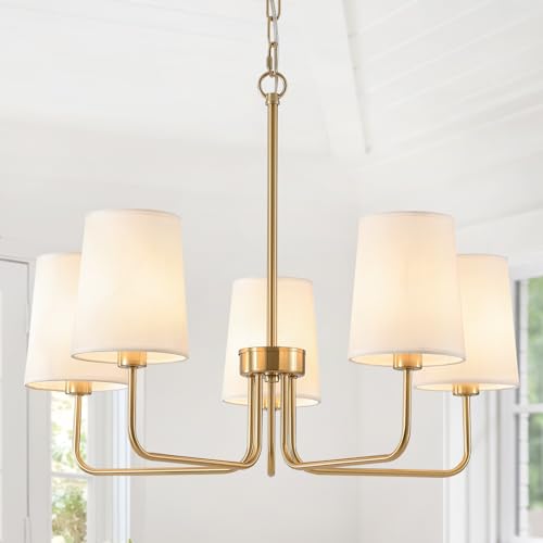 Antique Brass Gold Chandelier with Shades