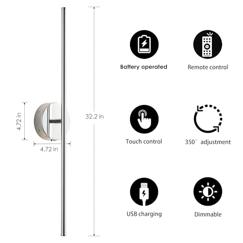 Battery Operated Wall Sconces Set of Two Wireless Wall Lights (2 Count)