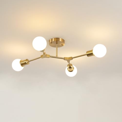 Modern Mid Century Gold Sputnik Ceiling Light Fixture Chandelier