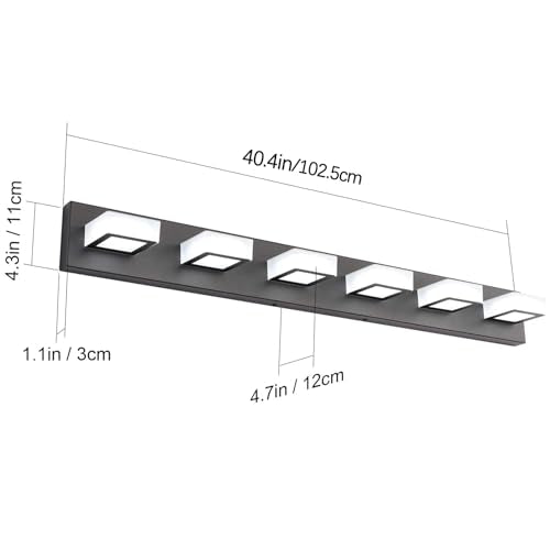 Modern Black Vanity Lights Fixtures 6 Lights Acrylic Modern LED Matte Black Vanity Lights for Bathroom
