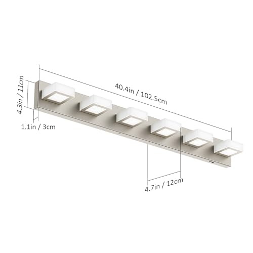 Brushed Nickel Bathroom Lights Fixtures Dimmable 5 Color Temperature Acrylic Modern Vanity Lights for Bathroom Brushed Nickel
