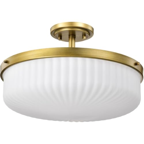 16.6 Inch Natural Brass Semi Flush Mount by Nuvo