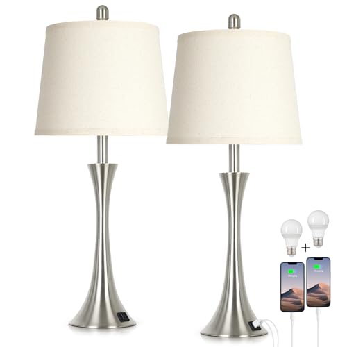 27.5" Silver Table Lamps Set of 2 (2 Count)