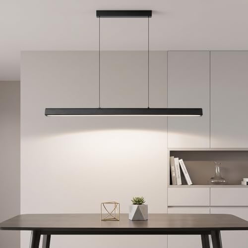 Minimalist Linear Pendant Light Dimmable LED Modern Chandelier Dining Room Island Light Restaurant Cafe Bar Office Hanging Lamp