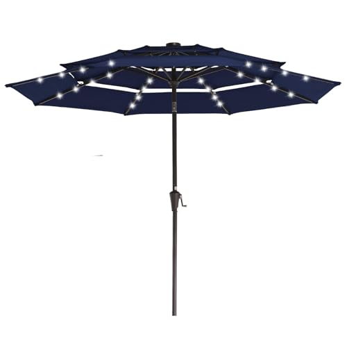 9 ft 3 Tier Outdoor LED Lighted Patio Umbrella w