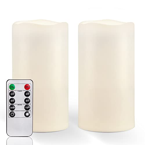 6" x 4" Large Waterproof Outdoor Flameless Candles with Remote Control and Timer (2 Count)