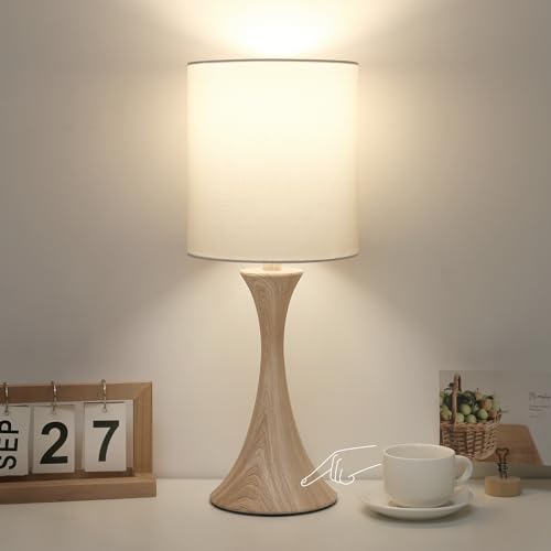 Dimmable Wood Grain Metal Table Lamp