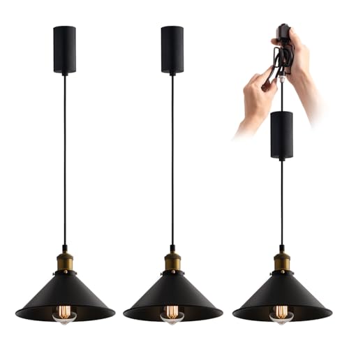 H Type Matte Black E26 Socket Track Lighting Pendant (3 Count)