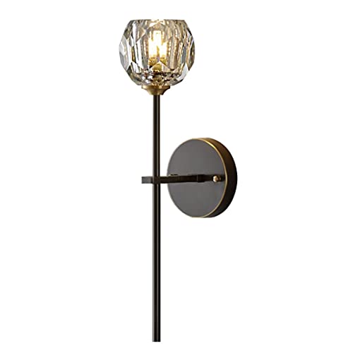 Postmodern K9 Crystal Wall Lamp Simple Modern Creative Wall Sconces Black Finish Plus Long Diamond Wall Lighting Fixtures for Living Room Dining Room Corridor Bedroom