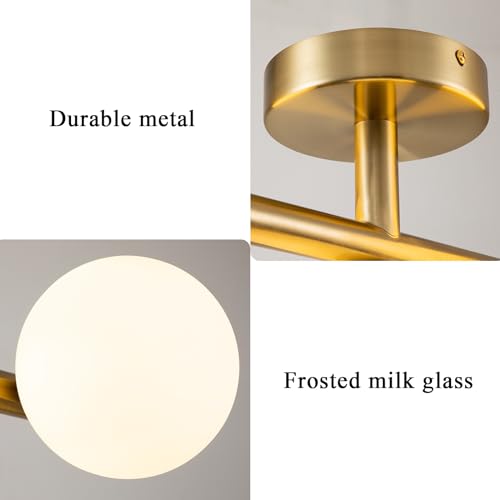 3 Light Semi Flush Mount Ceiling Light Frosted Globe (3 Count)