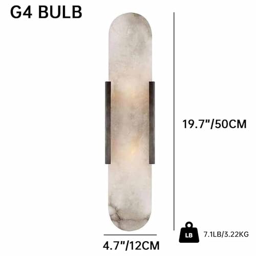 Natural Alabaster Wall Sconces Set of 2 Marble Wall Lamp (2 Count)