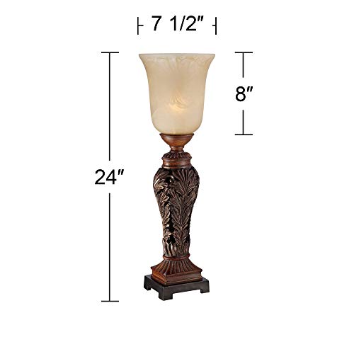 Gianmarco 24" High Table Lamp Double Bronze Brown Leaf Console Alabaster
