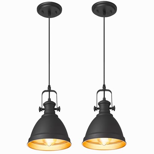 2 Pack Black Pendant Lights Kitchen Island