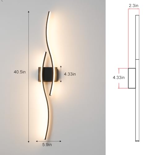 Hardwired Modern Wall Sconce Set of Two with Remote Control (2 Count)