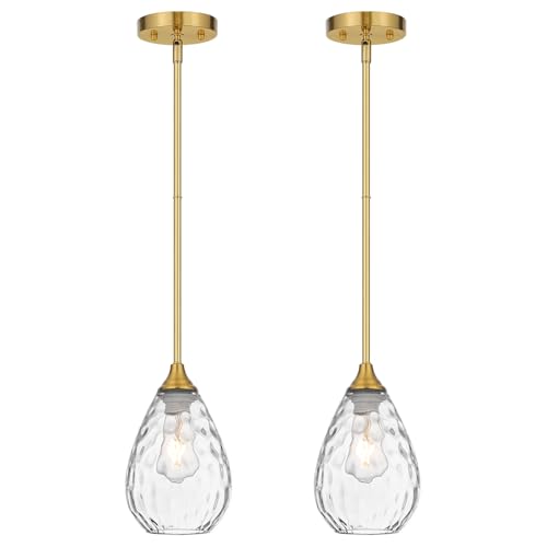Brushed Gold Pendant Lights Kitchen Island 2 Pack (2 Count)