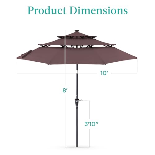 10ft 3 Tier Solar Patio Umbrella