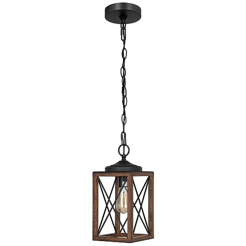 Farmhouse Pendant Light Wood Grain 63 Inch Adjustable Chain
