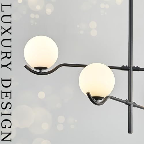 Modern 31" 4 Light Black Sputnik Chandelier with Milk Glass Globe (4 Count)