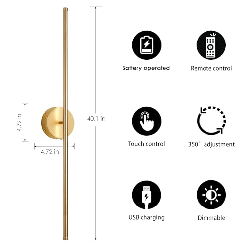 Battery Operated Wall Sconces Set of Two Wireless Wall Lights (2 Count)
