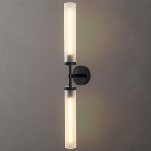 30" 2 Lights Hardwired Frosted Glass Bathroom Wall Sconces