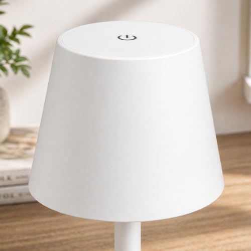 White Cordless Table Lamp Set of 2 for Patio Restaurant Home Dinner Kitchen