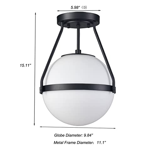 Mid Century Black Globe Ceiling Light