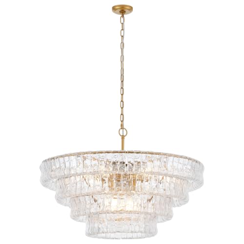 Dia 35.75 Inches Modern Glass Chandelier for Dining Room