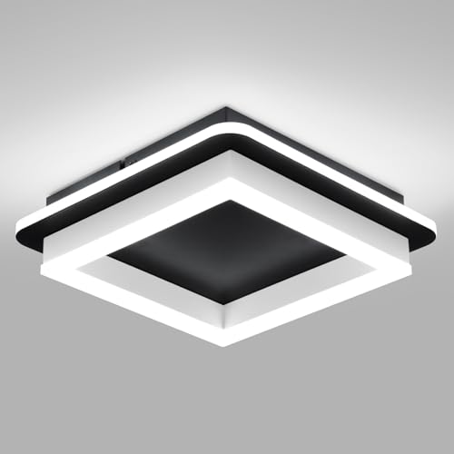 Black Led Hallway Light Fixtures 6000K Cold White LED Modern Ceiling Light Fixtures Acrylic Square Flush Mount Ceiling Lamp for Bedroom Kitchen Bathroom Hallway Ceilings Lighting