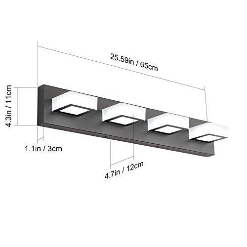 LED Black 4 Lights Acrylic Lighting Fixtures Modern Matte Black Bathroom Vanity Lights